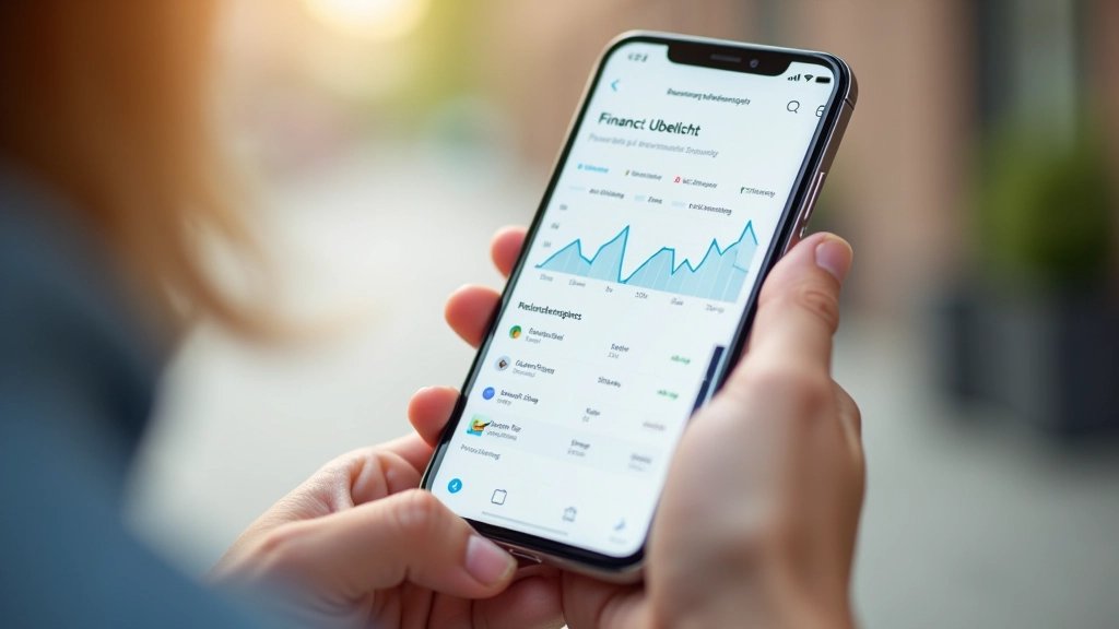 Dashboard einer Banking-App mit Finanzübersicht auf Smartphone-Bildschirm