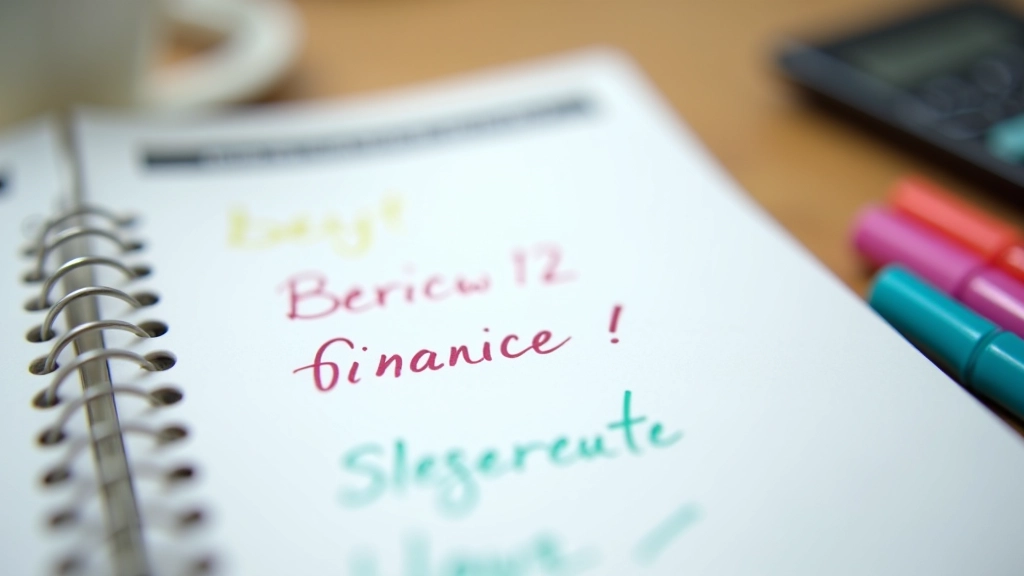 Finanzielle Ziele auf einem Notizbuch notiert