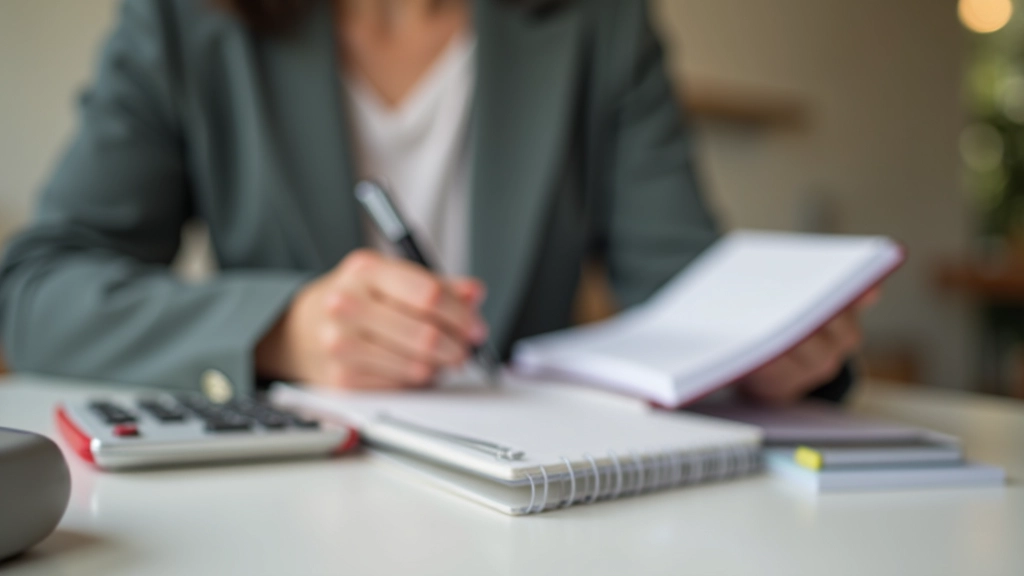 Person mit Taschenrechner und Notizbuch beim Planen von finanziellen Meilensteinen