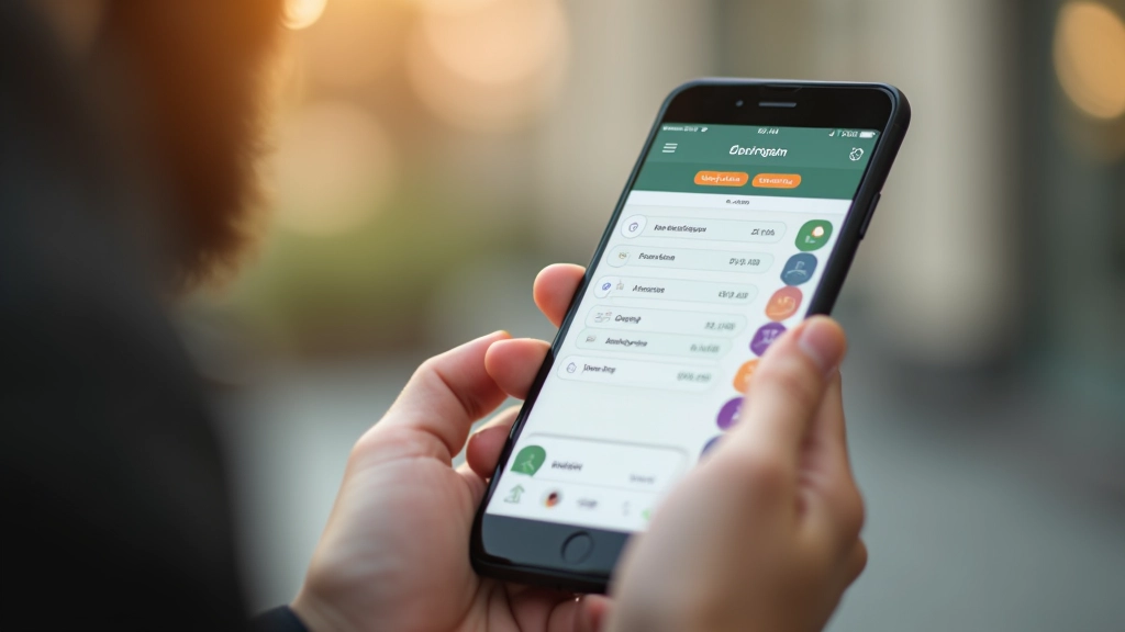 Smartphone zeigt Banking-App mit Sparziele und Fortschrittsanzeigen